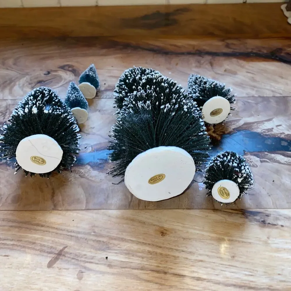 Christmas Village Miniature‎ Artificial Landscape Snowy Trees 6-Pc Set